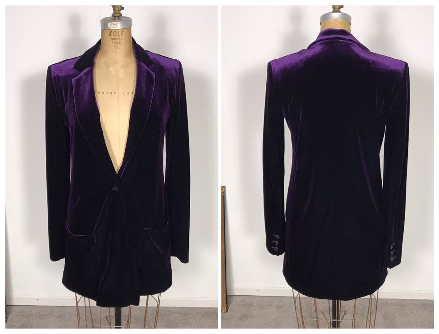 Joan Vass Purple Velvet Blazer Jacket Size S/0