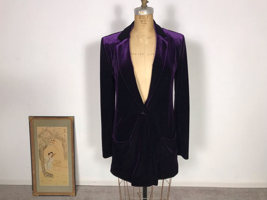 Joan Vass Purple Velvet Blazer Jacket Size S/0