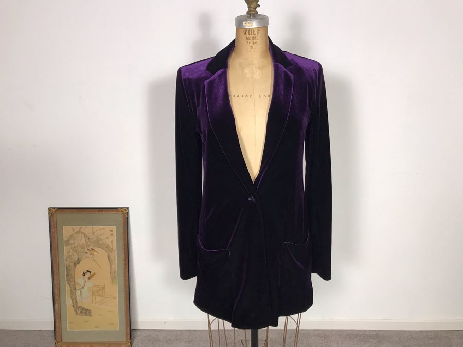 Joan Vass Purple Velvet Blazer Jacket Size S/0 [Photo 3]