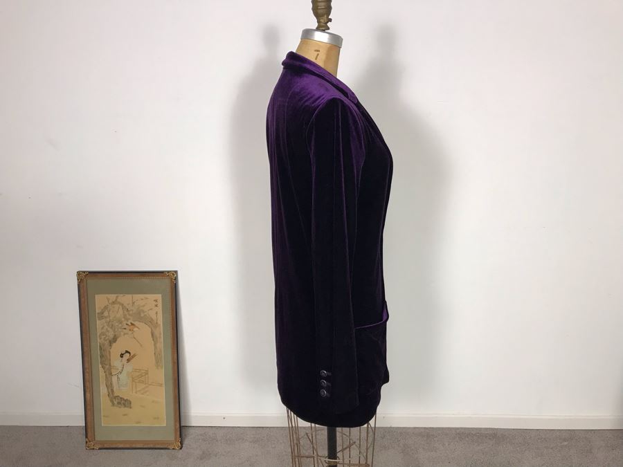Joan Vass Purple Velvet Blazer Jacket Size S/0 [Photo 4]