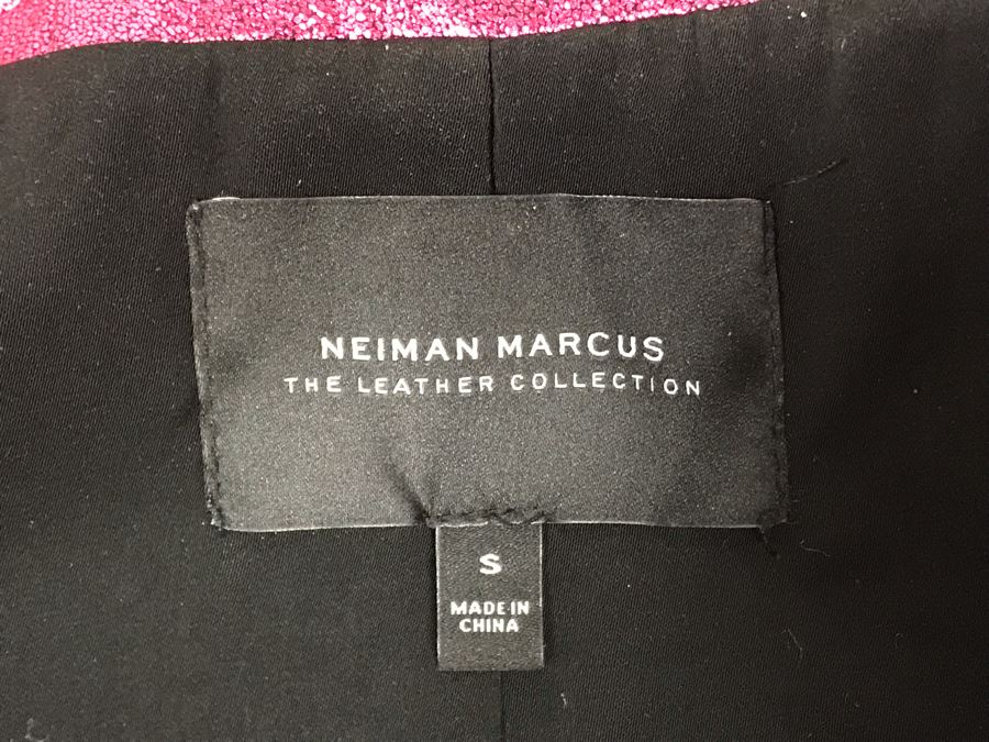 Neiman Marcus The Leather Collection Metallic Suede Motorcycle Leather Jacket Size S [Photo 7]