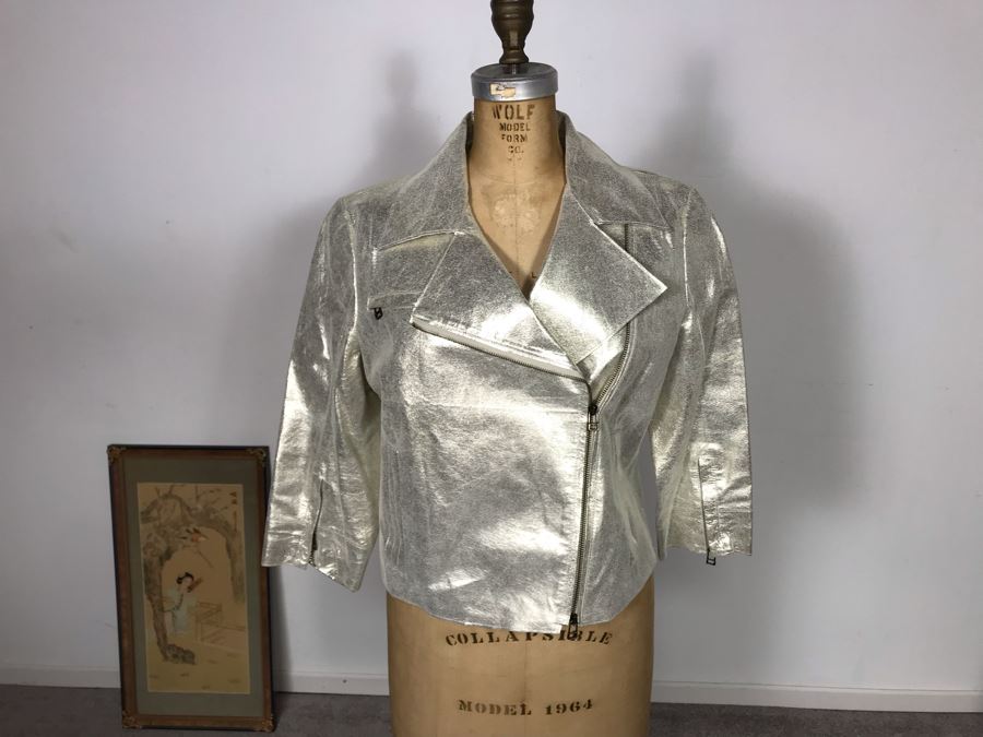 Robert Rodriguez Metallic Motorcycle Leather Jacket Size 6 [Photo 3]