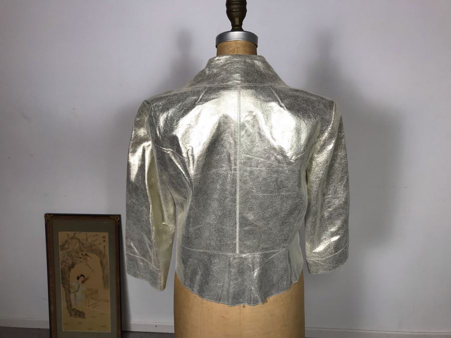 Robert Rodriguez Metallic Motorcycle Leather Jacket Size 6 [Photo 5]