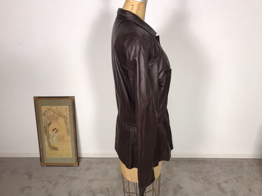 Armani Collezioni Leather Jacket With Leather Gloves Made In Italy Size 12 [Photo 4]