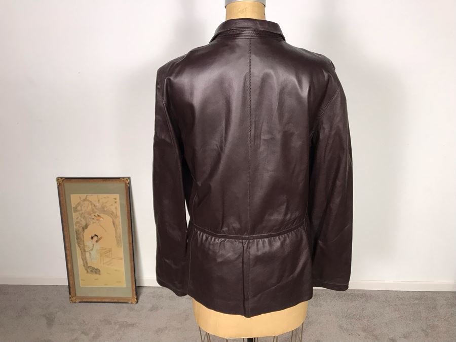 Armani Collezioni Leather Jacket With Leather Gloves Made In Italy Size 12