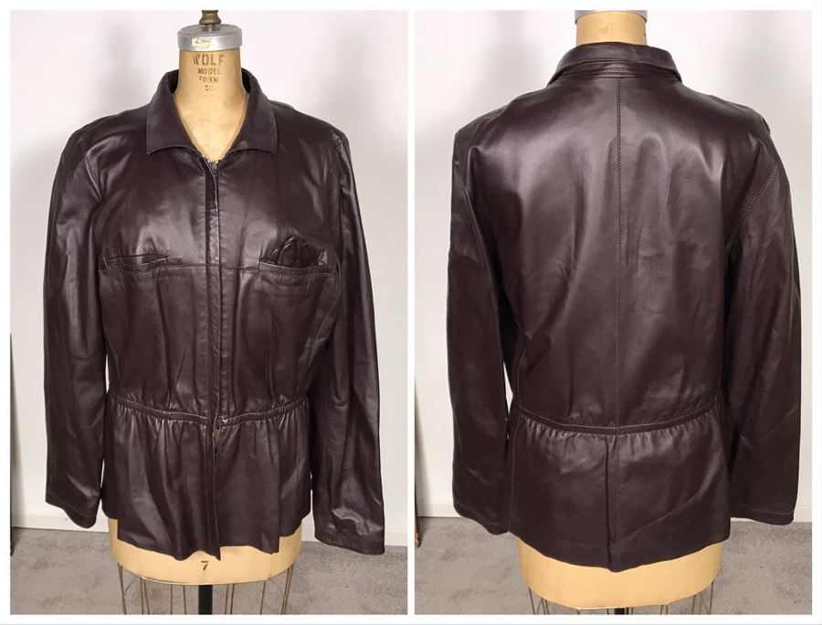 Armani Collezioni Leather Jacket With Leather Gloves Made In Italy Size 12 [Photo 1]