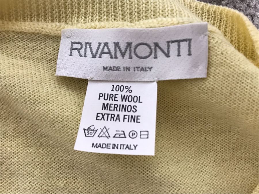 Rivamonti Pure Merinos Wool Yellow Sweater Made In Italy Size S [Photo 5]