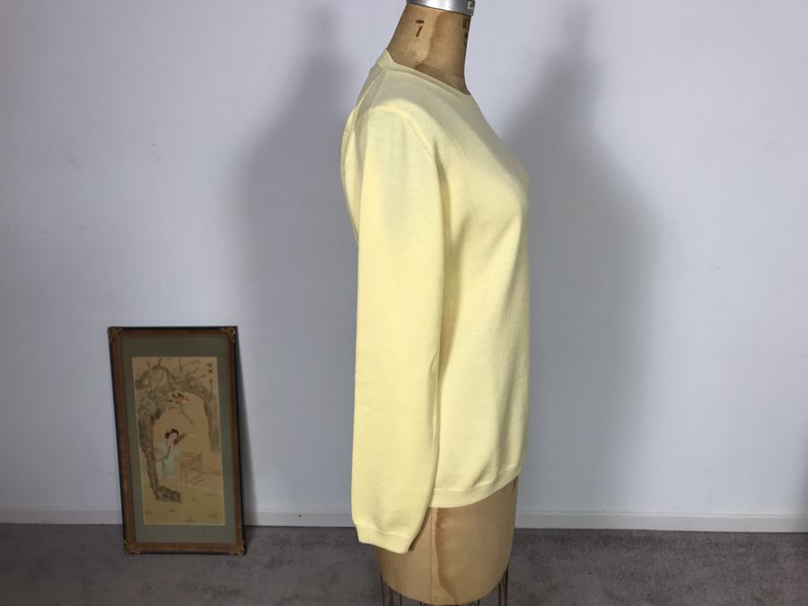 Rivamonti Pure Merinos Wool Yellow Sweater Made In Italy Size S [Photo 3]