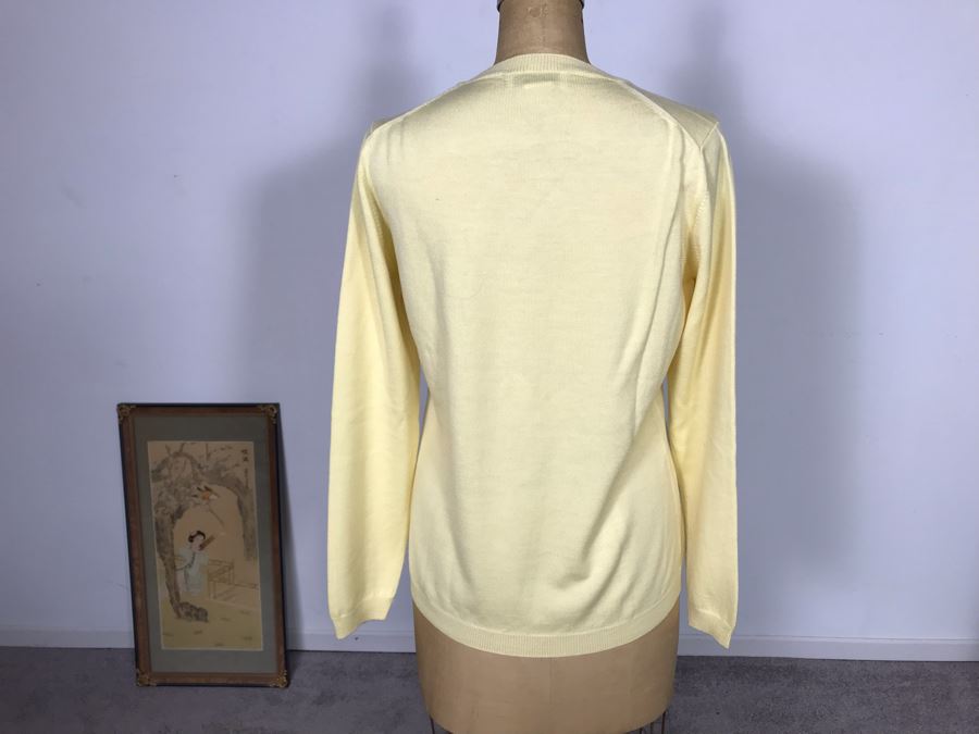 Rivamonti Pure Merinos Wool Yellow Sweater Made In Italy Size S [Photo 4]