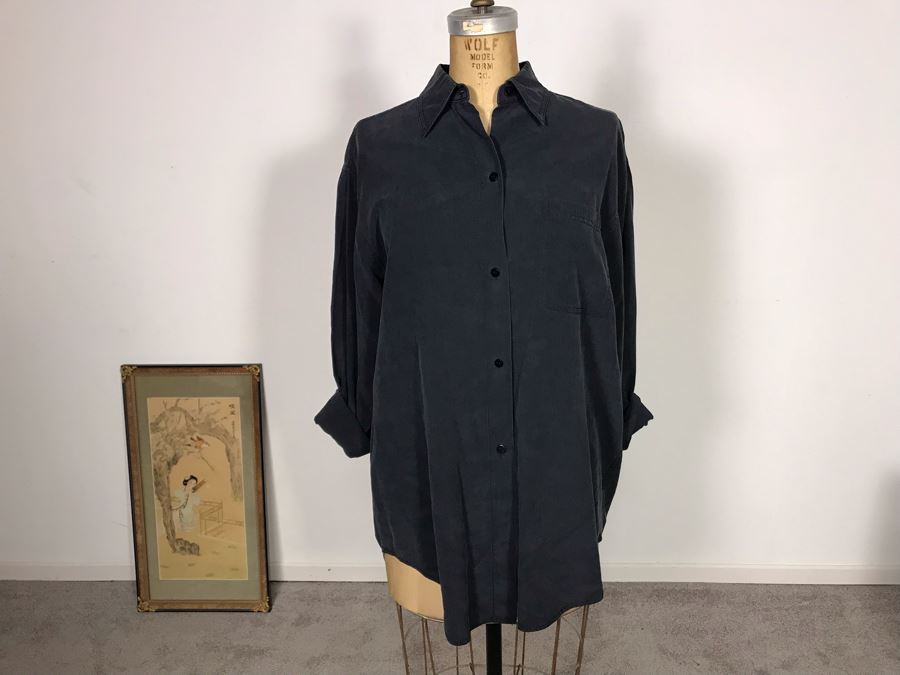Emanuel Ungaro Liberte Silk Outfit Button Down Shirt And Pants Size P [Photo 4]