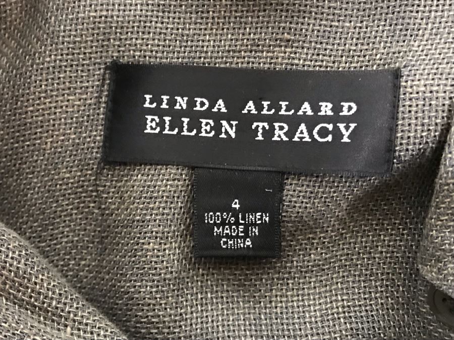 Linda Allard Ellen Tracy Linen Button Down Shirt With Pants Size 4