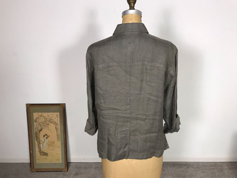 Linda Allard Ellen Tracy Linen Button Down Shirt With Pants Size 4 [Photo 5]
