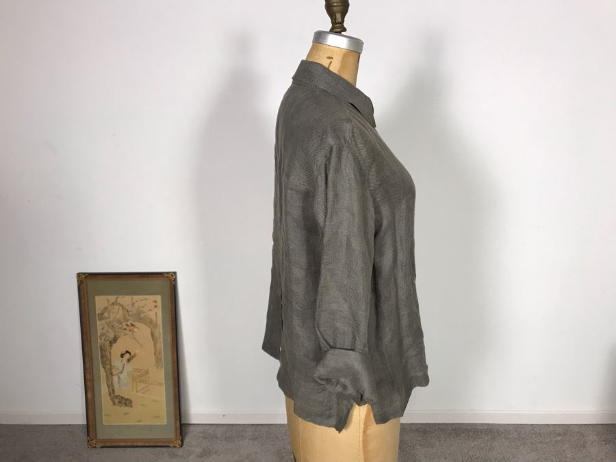 Linda Allard Ellen Tracy Linen Button Down Shirt With Pants Size 4 [Photo 4]