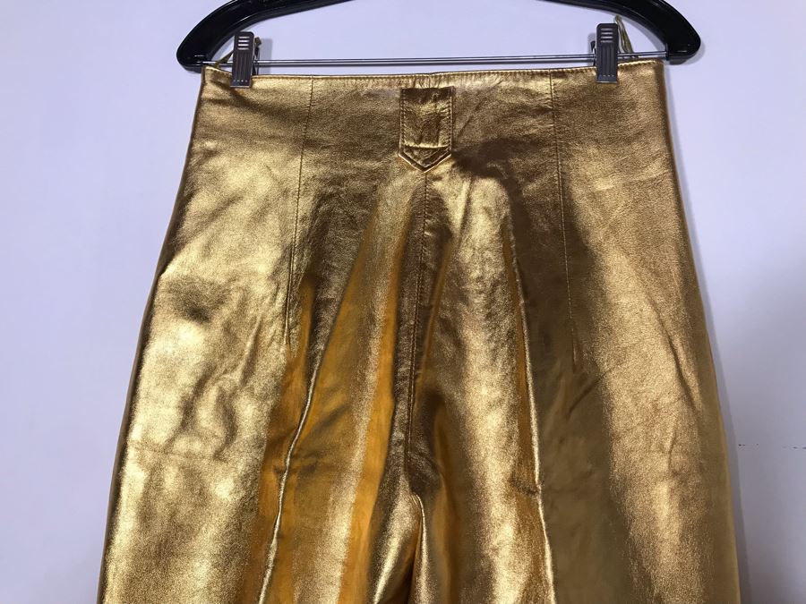 Gold Tone Leather Pants By Lina Lee Beverly Hills New York Size 30 Waist / 44 Long [Photo 7]