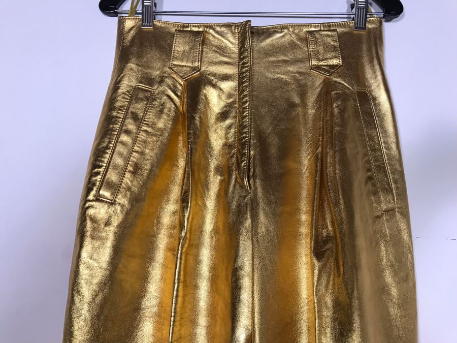 Gold Tone Leather Pants By Lina Lee Beverly Hills New York Size 30 Waist / 44 Long [Photo 4]