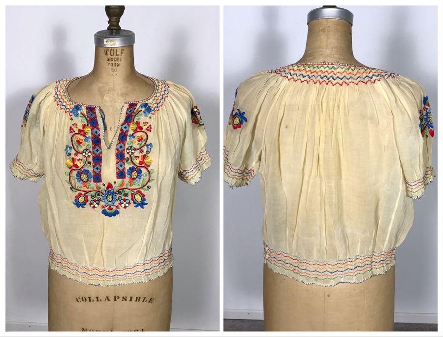 Vintage Hand Embroidery Top Made In Hungary