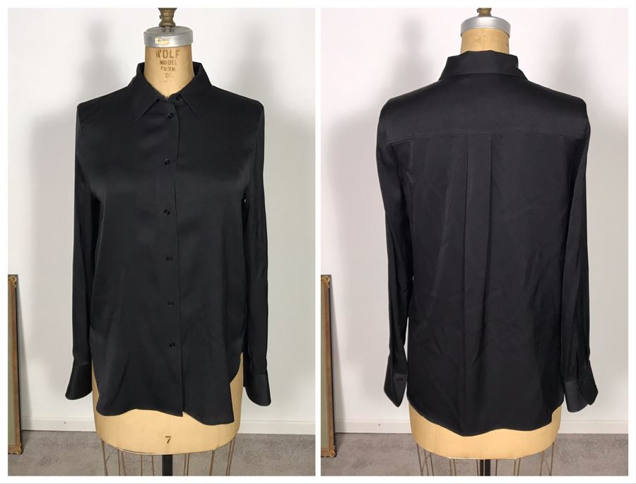 Vince Silk Black Button Down Dress Shirt Size XS/TP