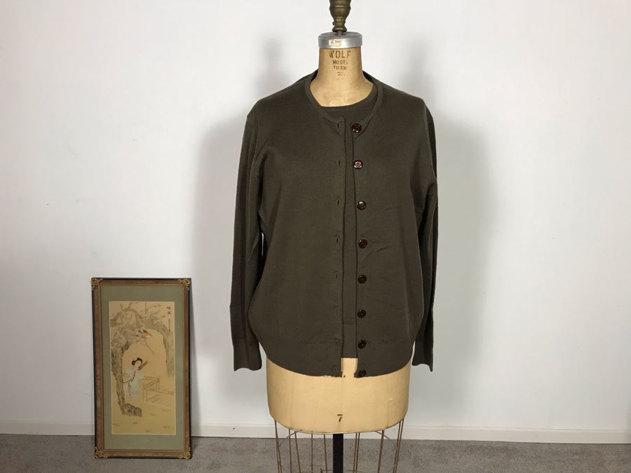Liola Lana Wool Button Sweater With Shirt Made In Italy Size M [Photo 2]