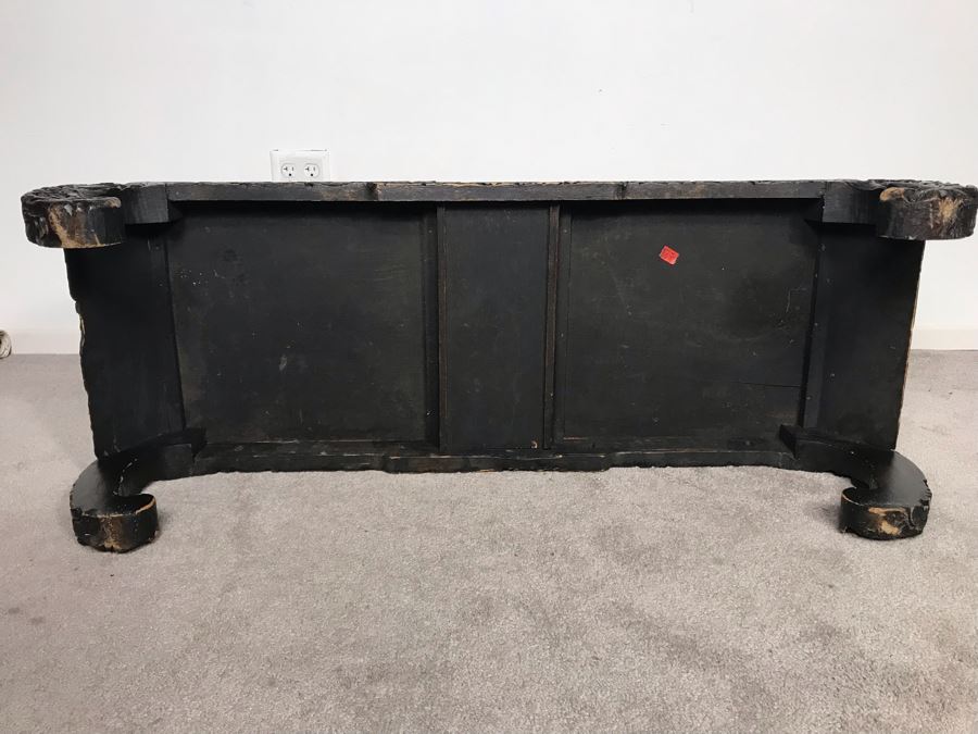 Vintage Chinese Carved Wooden Bench With Drawer 46W X 17D X 13H [Photo 19]
