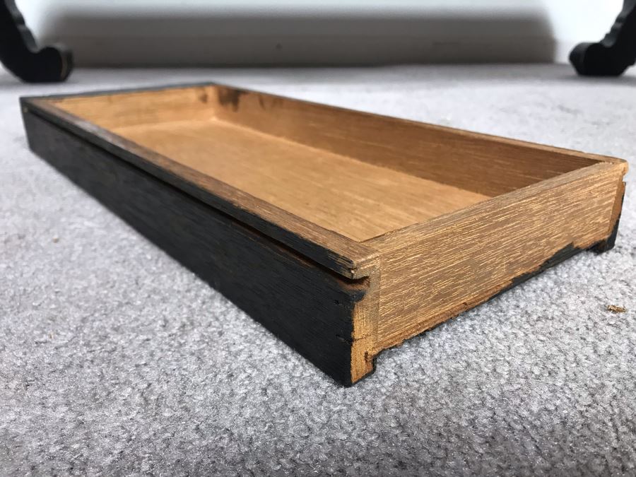 Vintage Chinese Carved Wooden Bench With Drawer 46W X 17D X 13H [Photo 16]