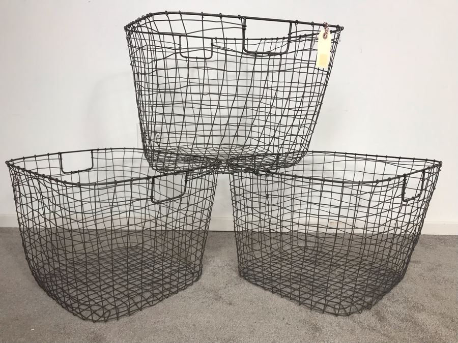 Set Of (3) Wire Cabo Harvest Baskets 20W X 14H Retails $180 [Photo 3]