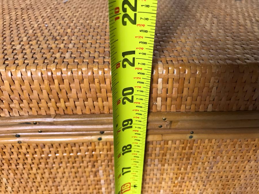 Vintage Asian Wicker Trunk Coffee Table With Chased Brass Hardware 36W X 20D X 21H [Photo 14]