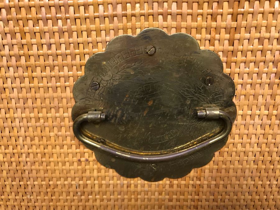 Vintage Asian Wicker Trunk Coffee Table With Chased Brass Hardware 36W X 20D X 21H [Photo 9]