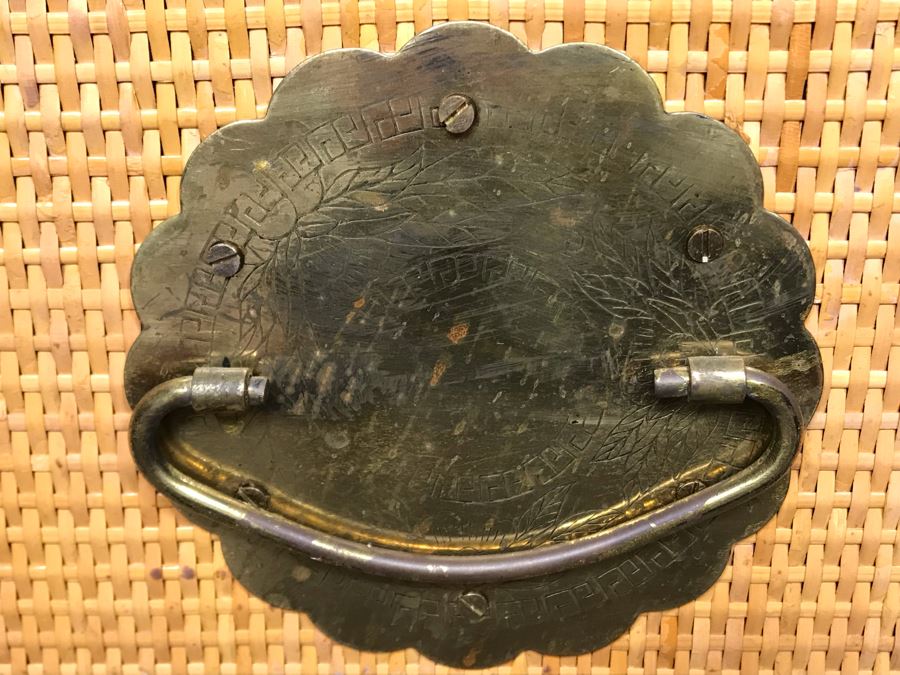 Vintage Asian Wicker Trunk Coffee Table With Chased Brass Hardware 36W X 20D X 21H [Photo 10]