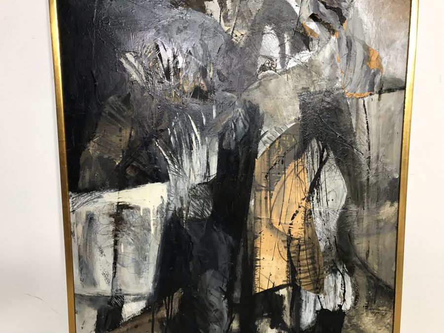 Original 1955 Mid-Century Roland Reiss Abstract Painting Titled 'Prophesy' Entered Into The San Francisco Art Association Annual Drawing And Print Exhibition San Francisco Museum Of Art 30W X 40H [Photo 5]