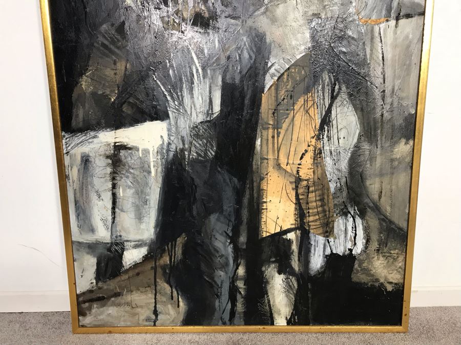 Original 1955 Mid-Century Roland Reiss Abstract Painting Titled 'Prophesy' Entered Into The San Francisco Art Association Annual Drawing And Print Exhibition San Francisco Museum Of Art 30W X 40H [Photo 6]