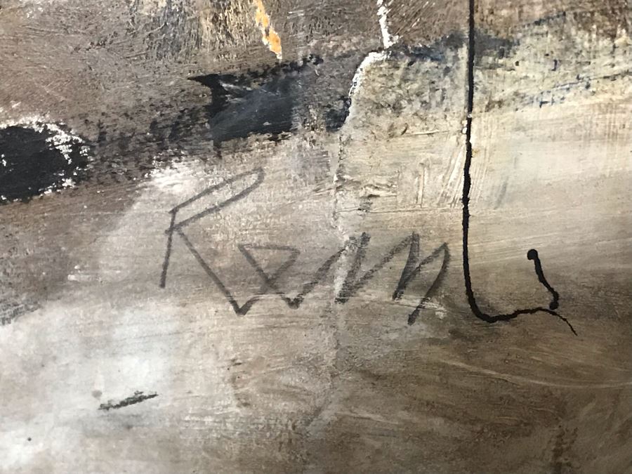 Original 1955 Mid-Century Roland Reiss Abstract Painting Titled 'Prophesy' Entered Into The San Francisco Art Association Annual Drawing And Print Exhibition San Francisco Museum Of Art 30W X 40H [Photo 7]