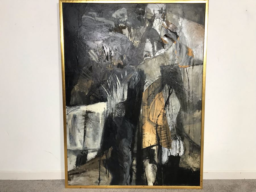 Original 1955 Mid-Century Roland Reiss Abstract Painting Titled 'Prophesy' Entered Into The San Francisco Art Association Annual Drawing And Print Exhibition San Francisco Museum Of Art 30W X 40H [Photo 3]