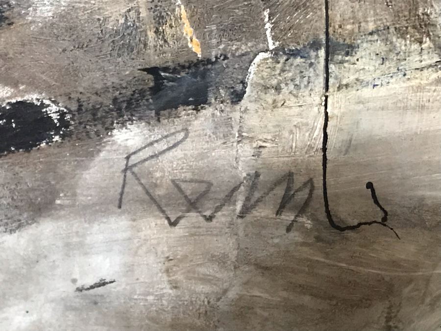 Original 1955 Mid-Century Roland Reiss Abstract Painting Titled 'Prophesy' Entered Into The San Francisco Art Association Annual Drawing And Print Exhibition San Francisco Museum Of Art 30W X 40H [Photo 8]