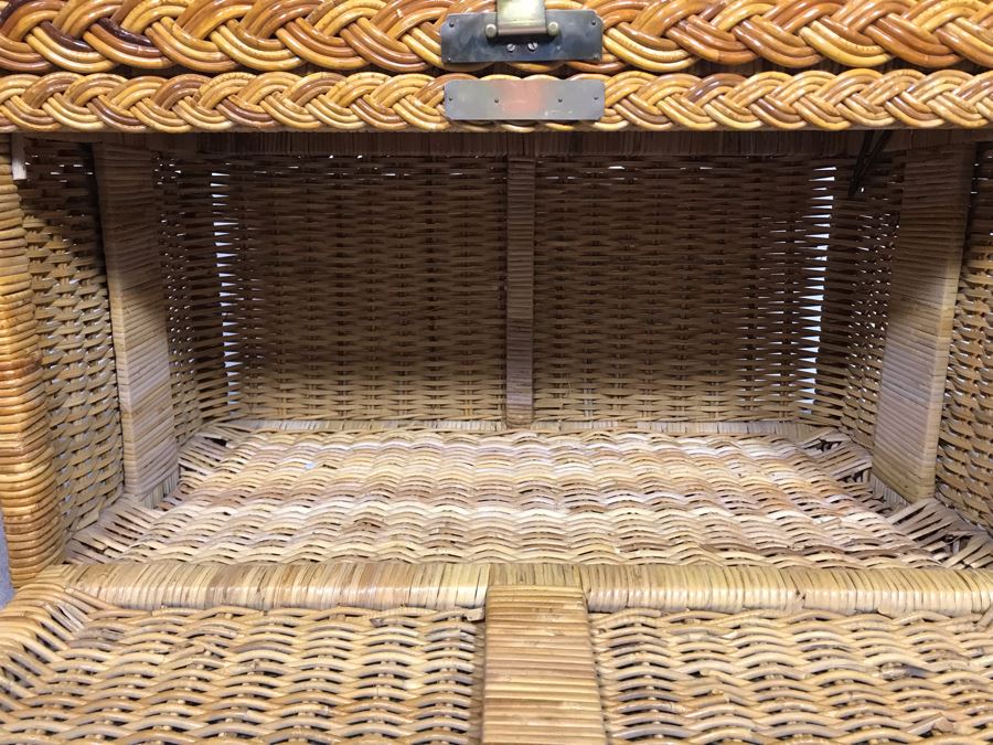 Woven Wicker Chest With Brass Hardware 37W X 21D X 21.5H (JUST ADDED) [Photo 9]