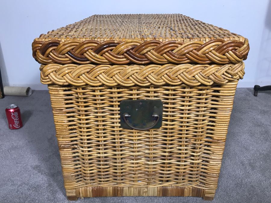 Woven Wicker Chest With Brass Hardware 37W X 21D X 21.5H (JUST ADDED) [Photo 6]