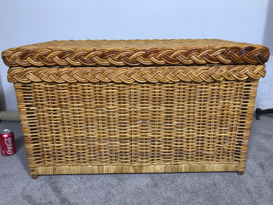 Woven Wicker Chest With Brass Hardware 37W X 21D X 21.5H (JUST ADDED) [Photo 7]