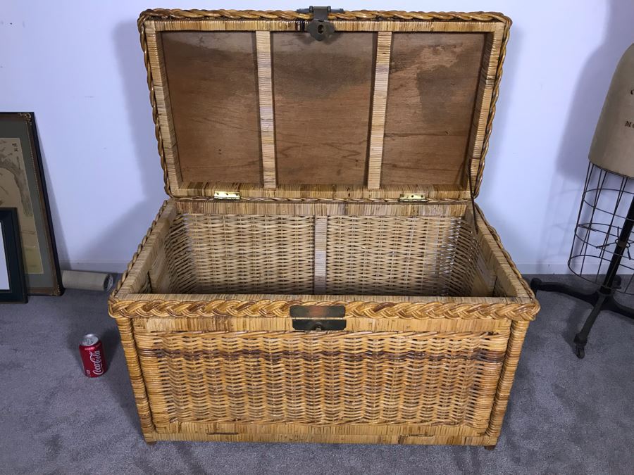 Woven Wicker Chest With Brass Hardware 37W X 21D X 21.5H (JUST ADDED) [Photo 10]