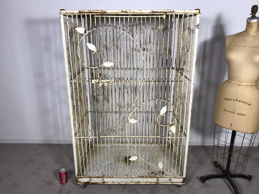 Stunning Large Art Deco Shabby Chic Cast Iron Birdcage On Casters 36W X 22.5D X 56.5H (JUST ADDED) [Photo 4]