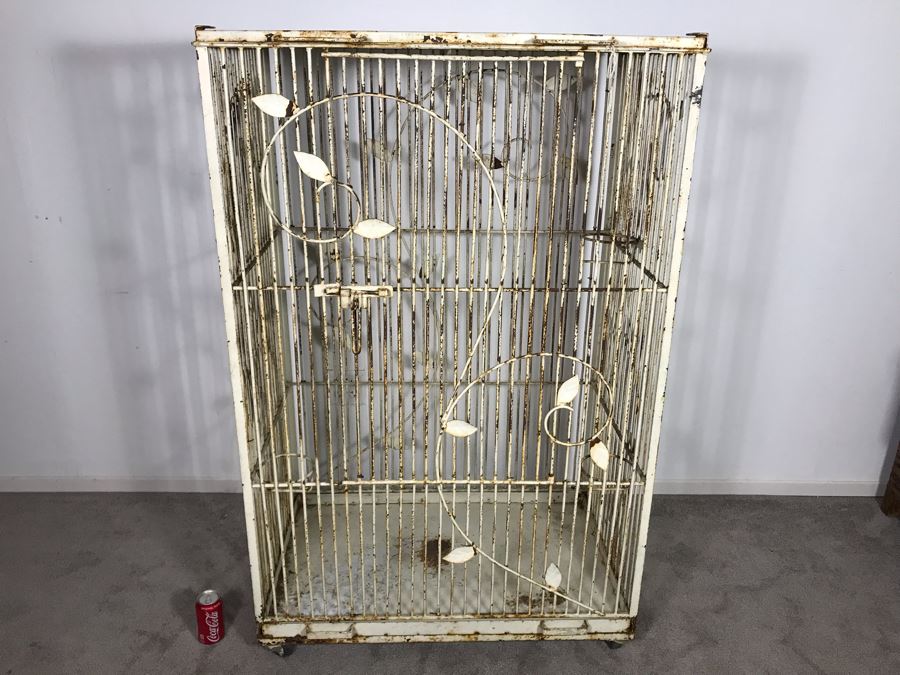 Stunning Large Art Deco Shabby Chic Cast Iron Birdcage On Casters 36W X 22.5D X 56.5H (JUST ADDED) [Photo 2]