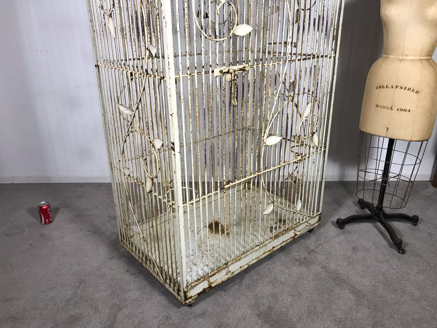 Stunning Large Art Deco Shabby Chic Cast Iron Birdcage On Casters 36W X 22.5D X 56.5H (JUST ADDED) [Photo 11]