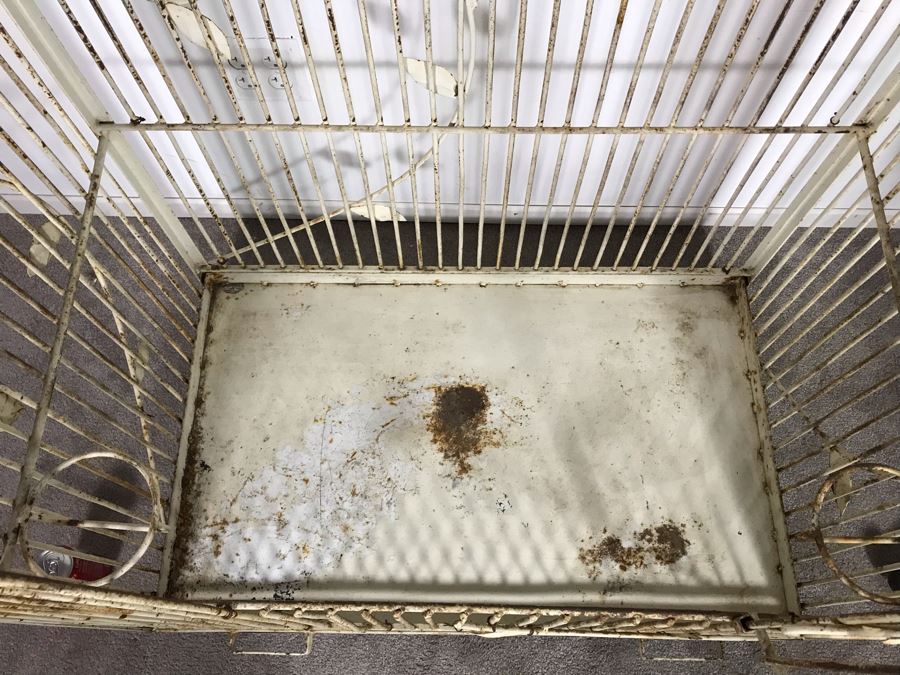 Stunning Large Art Deco Shabby Chic Cast Iron Birdcage On Casters 36W X 22.5D X 56.5H (JUST ADDED) [Photo 9]