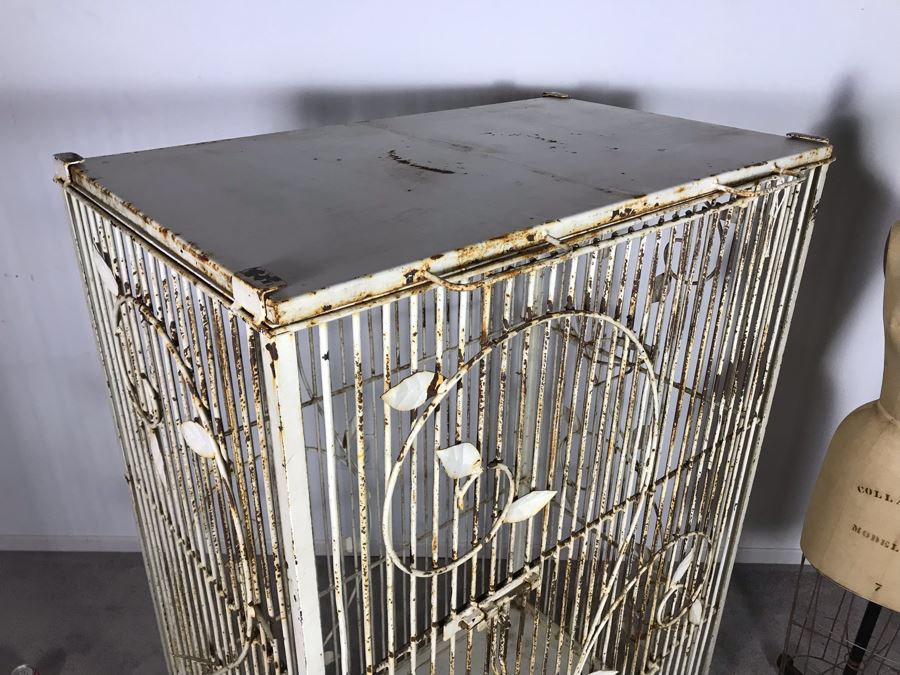 Stunning Large Art Deco Shabby Chic Cast Iron Birdcage On Casters 36W X 22.5D X 56.5H (JUST ADDED) [Photo 12]