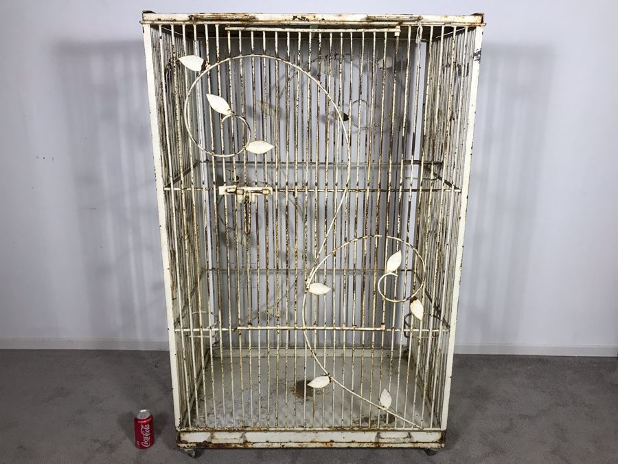Stunning Large Art Deco Shabby Chic Cast Iron Birdcage On Casters 36W X 22.5D X 56.5H (JUST ADDED) [Photo 3]