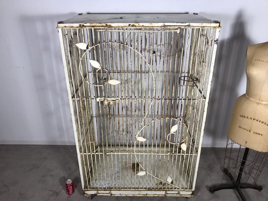Stunning Large Art Deco Shabby Chic Cast Iron Birdcage On Casters 36W X 22.5D X 56.5H (JUST ADDED) [Photo 5]
