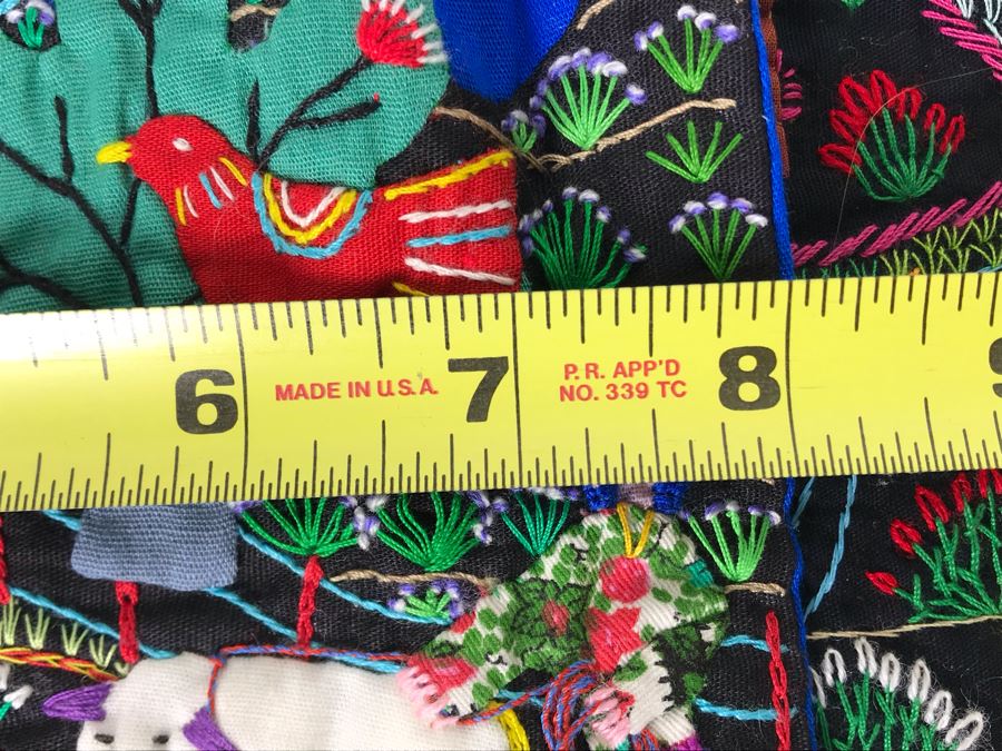 Set Of (3) Vintage Handmade Columbian Embroidery Folk Art Scenes Textiles Individually Signed (Larger Is 23 X 13 / Smaller Are 8 X 8) (JUST ADDED) [Photo 18]