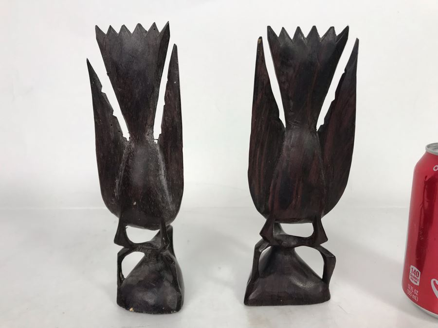 Pair Of Carved Wooden Bird Sculptures 8H (JUST ADDED) [Photo 4]