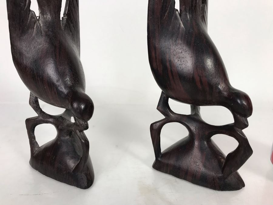 Pair Of Carved Wooden Bird Sculptures 8H (JUST ADDED) [Photo 2]