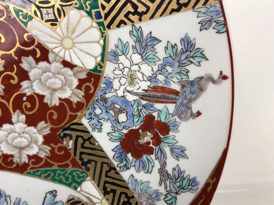 Large Vintage Signed Hand Painted Japanese Imari Porcelain Charger Plate 15.5R (JUST ADDED) [Photo 10]