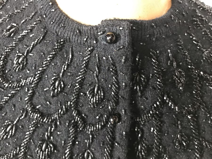 Vintage Ying Tai Co Cashmere Sweater With Beads Hand-Beaded In Hong Kong Size S (JUST ADDED) [Photo 6]