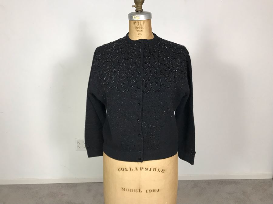 Vintage Ying Tai Co Cashmere Sweater With Beads Hand-Beaded In Hong Kong Size S (JUST ADDED) [Photo 2]